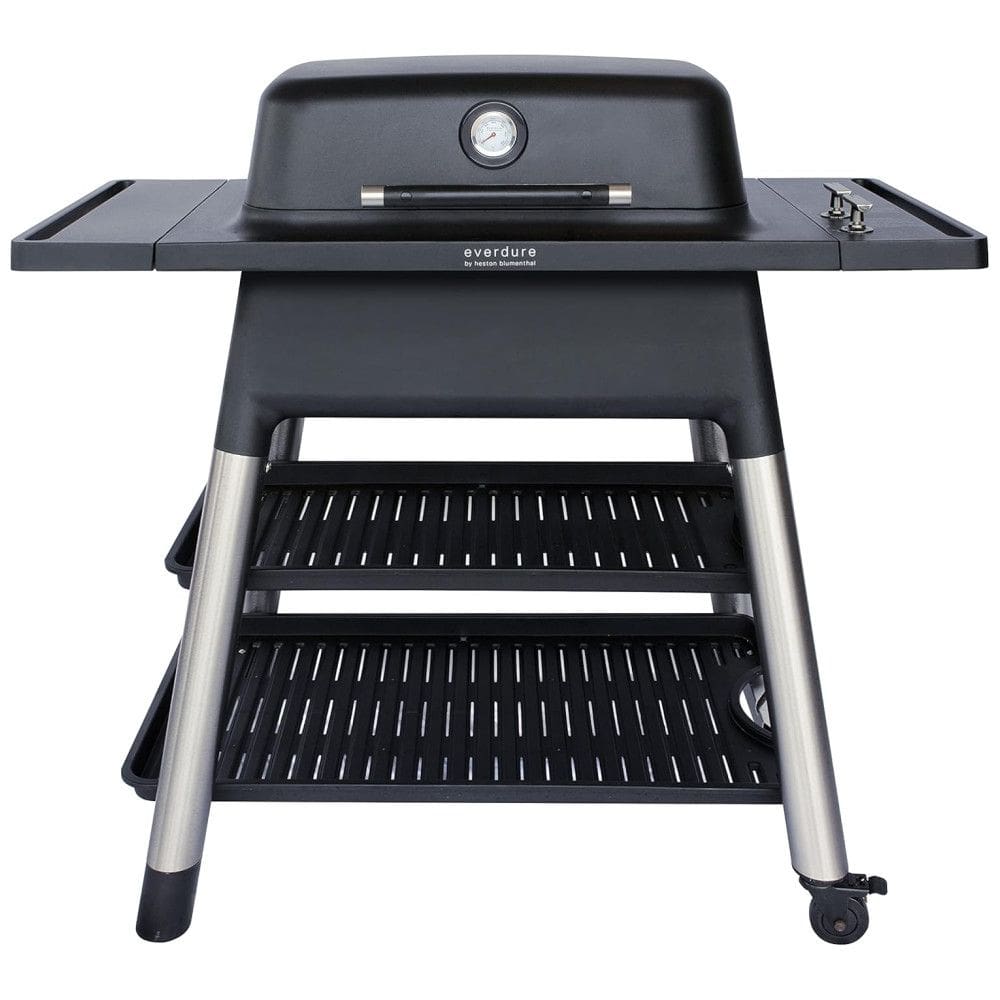 Churrasqueira a Gás 22.000 BTU com 2 Queimadores e Mesas Laterais em Aço Inoxidável, EVERDURE HBG2BUS, Preto