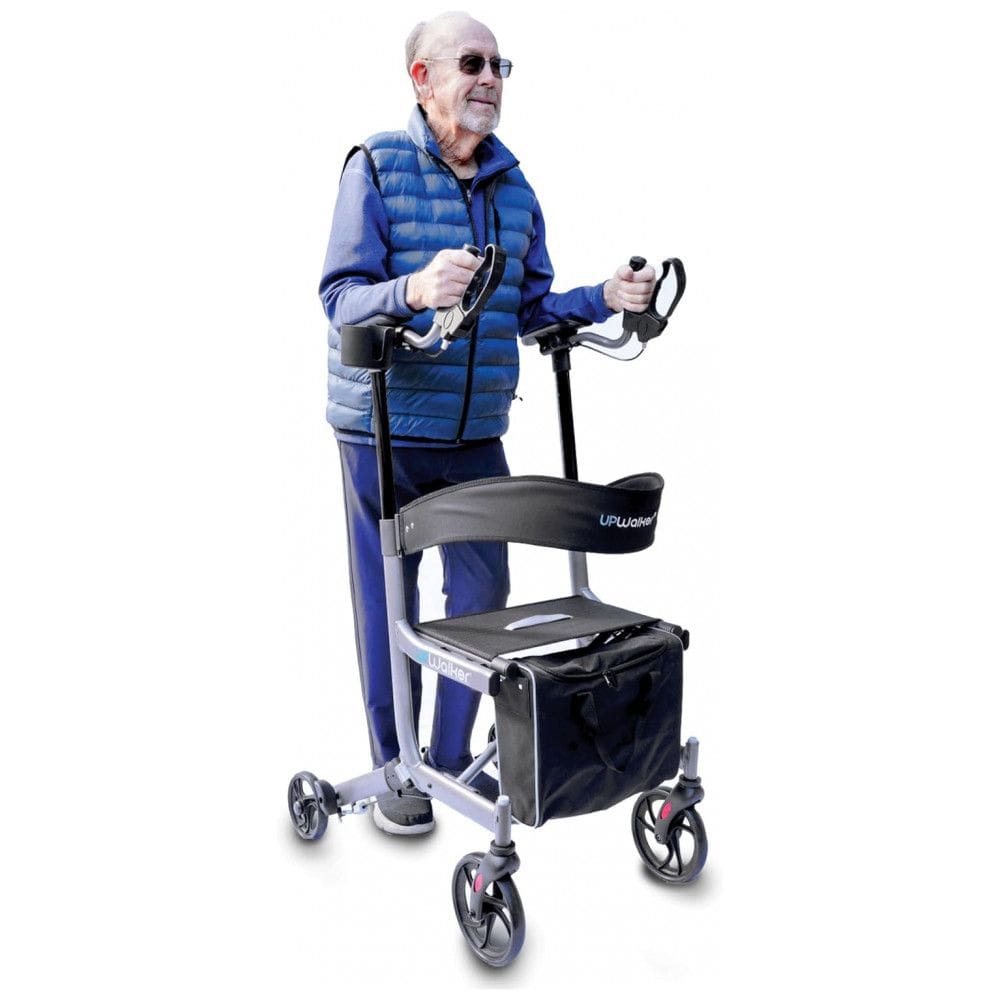 Andador para Idosos e Adultos com Assento, Apoio de Braço e Encosto, até 136 Quilos, LifeWalker, Prata