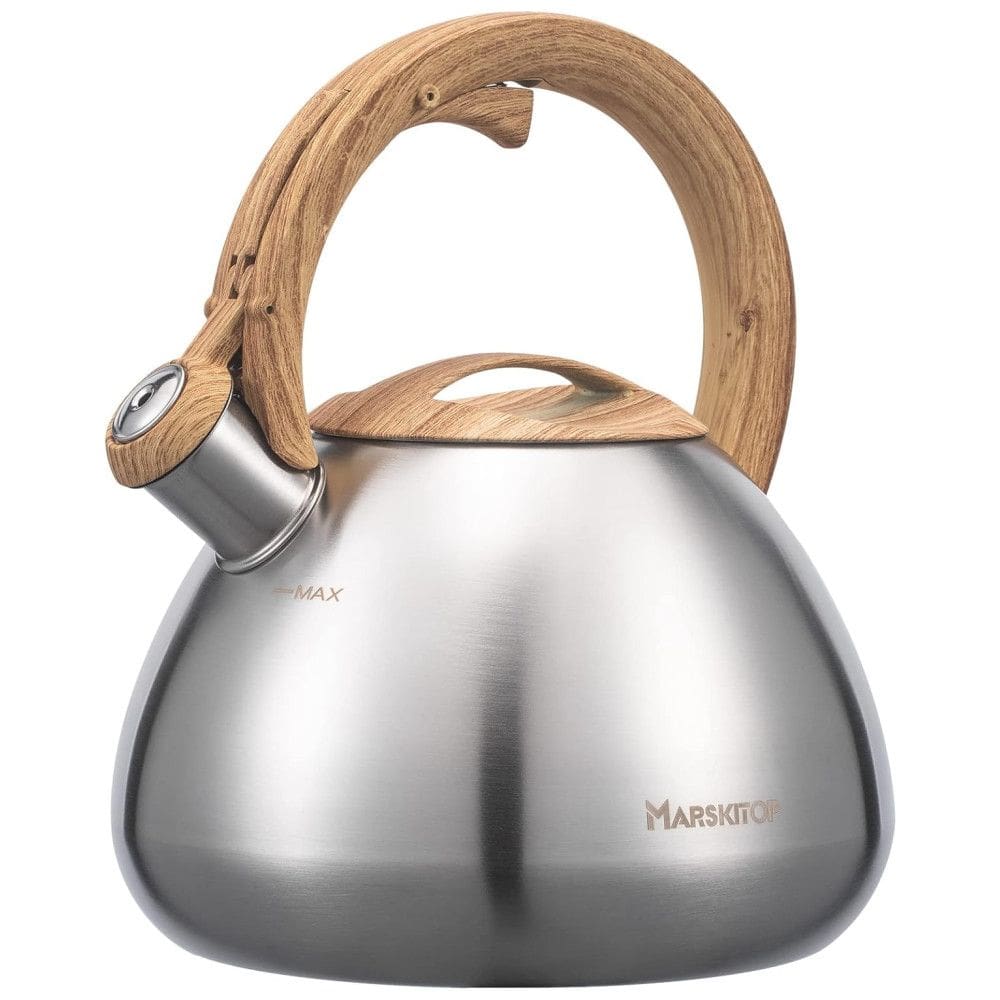 Chaleira de Chá 2.5L em Aço Inoxidável com Apito, MARSKITOP, Prateado