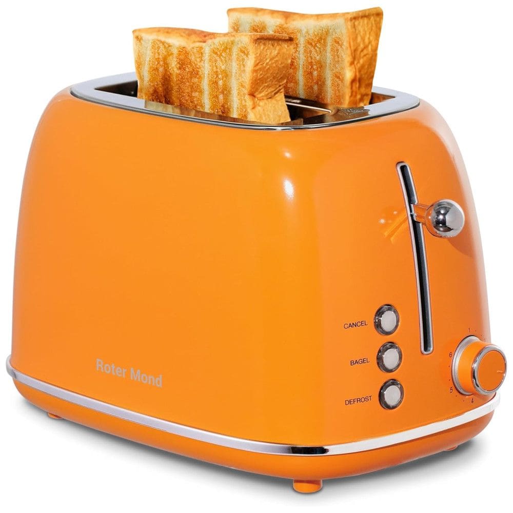 Torradeira 2 Fatias Roter Mond Retro Aço Inoxidável, Funções Bagel, Cancelar, Descongelar, 6 Níveis, Laranja, 110V