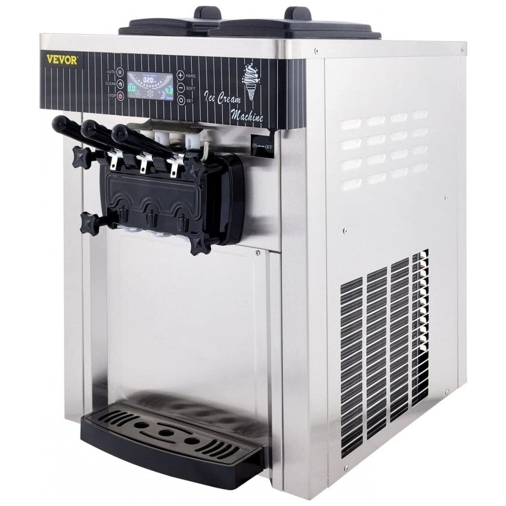 Máquina de Sorvete Hard Serve Comercial VEVOR Prata Cilindro 6L Alta Produção 18L/h 1780W Modelo BQL-128YH