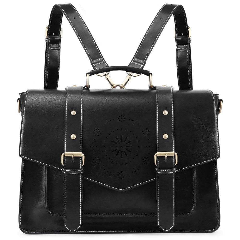 Bolsa Pasta Couro Puro Laptop 15.6 Pol. Feminino, ECOSUSI ES1101002A001 FUS, Preto