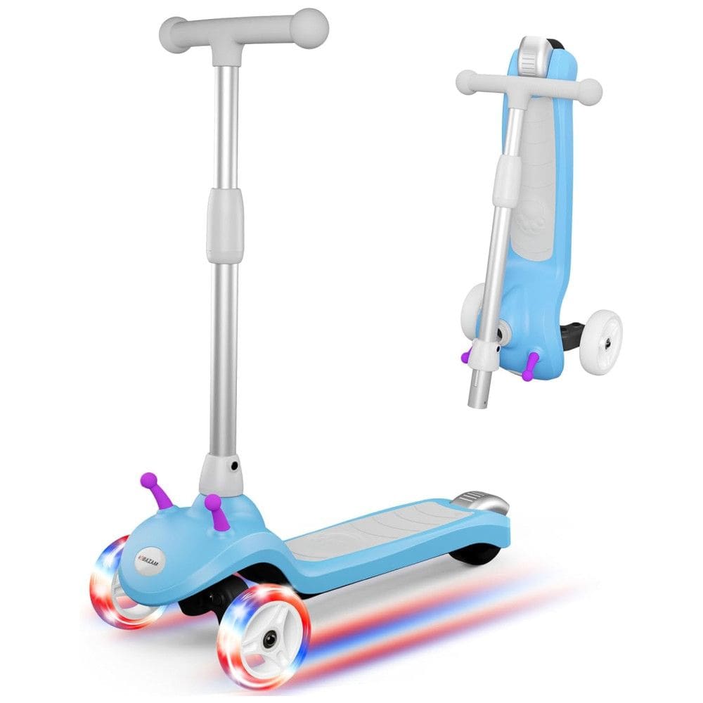 Patinete Elétrico para Crianças de 2 a 8 anos com 3 Rodas e LED, Peso Max 50kg, Gobazaar, Azul