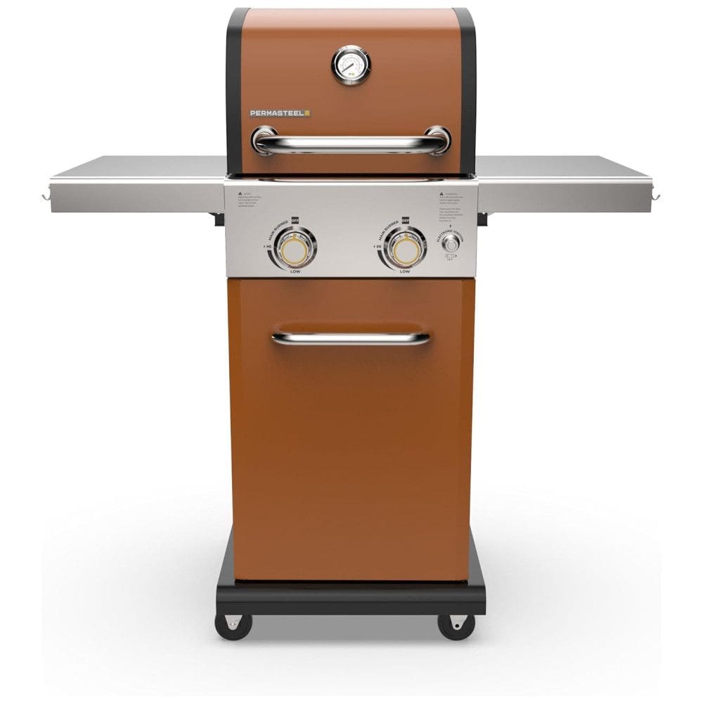 Churrasqueira a Gás 22.000 BTU m 2 Queimadores e Mesas Laterais em Aço Inoxidável, PERMASTEEL PG A40201 CO, Dourado