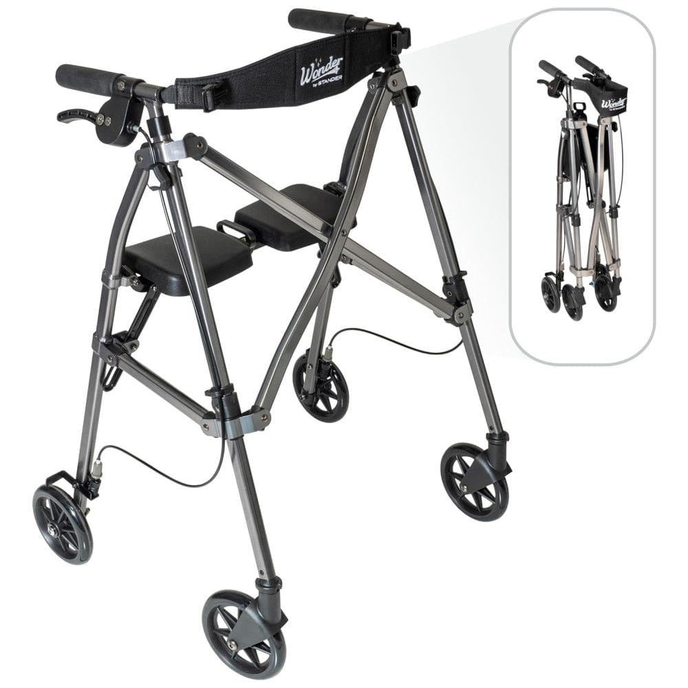 Andador Adulto Idoso com Assento, Suporta até 136 quilos, ABLE LIFE COMFORTABLY INDEPENDENT 4250 BW, Preto