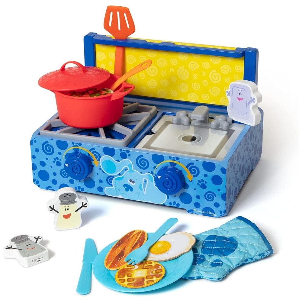 Kit de Cozinhar Infantil de Madeira com 42 Peças, Divirta se com Blue e Suas Pistas para Crianças Acima de 3 Anos, Melissa & Doug