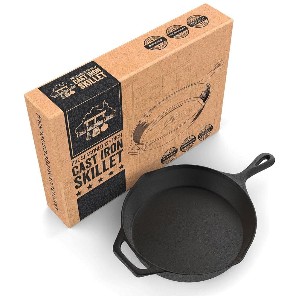 O2 fresco Frigideira de Ferro Fundido Pré Temperada, FRESH O2 S12.5, Preto