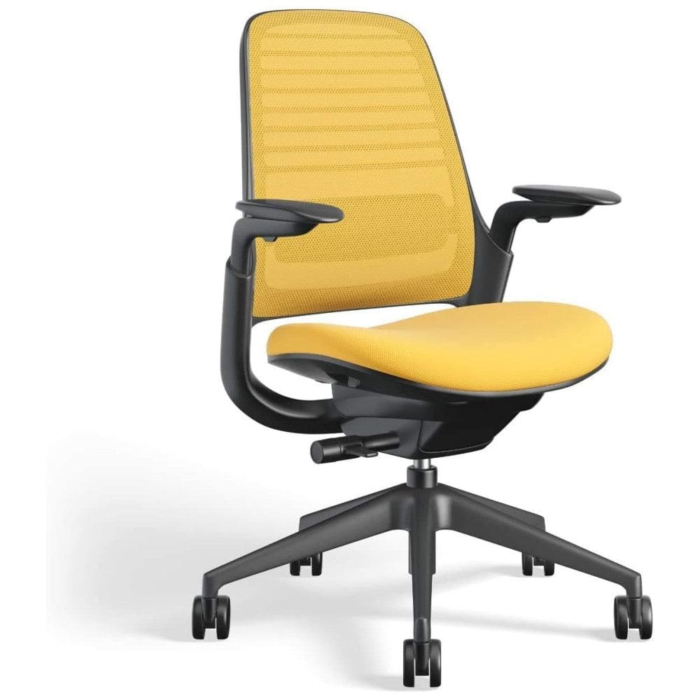 Cadeira de Escritório Ergonômica Giratória com Suporte Lombar e Altura Ajustáveis, STEELCASE 435A00 5T25 5S27 6205 4ARM LUM CC, Creme