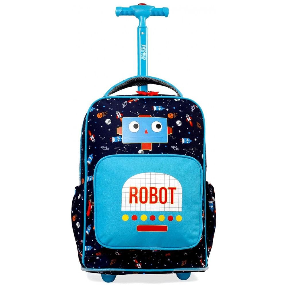 Mochila Escolar Infantil com Rodinhas 30cm J World New York para Meninos e Meninas, Azul