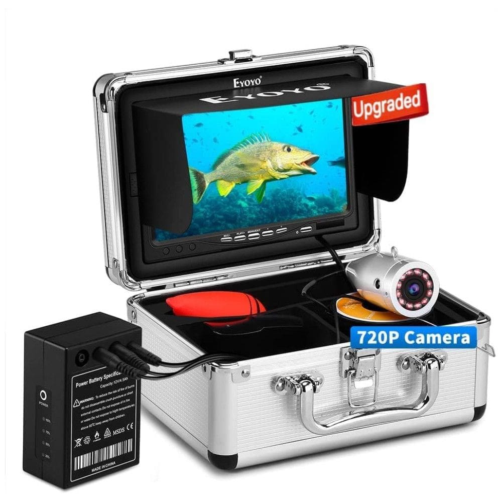 Eyoyo Câmera de Pesca Subaquática Portátil à Prova dÁgua com Monitor , Luzes Infravermelhas, Cabo 30 M e Cartão SD de 8GB