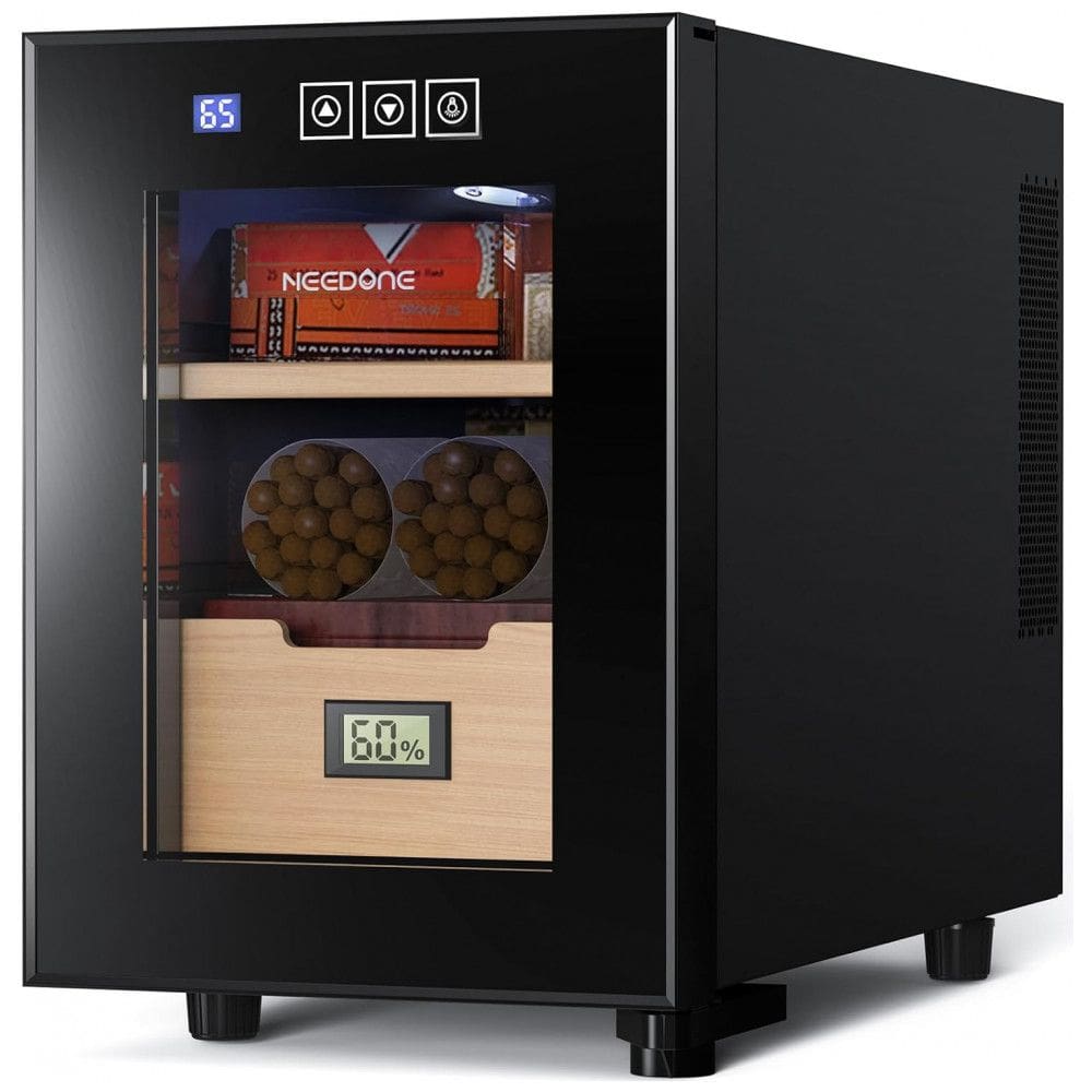 Umidor Elétrico para Charutos 100 Unidades com Prateleiras, Higrômetro e Luz Led, 110 Volts, NEEDONE, Preto