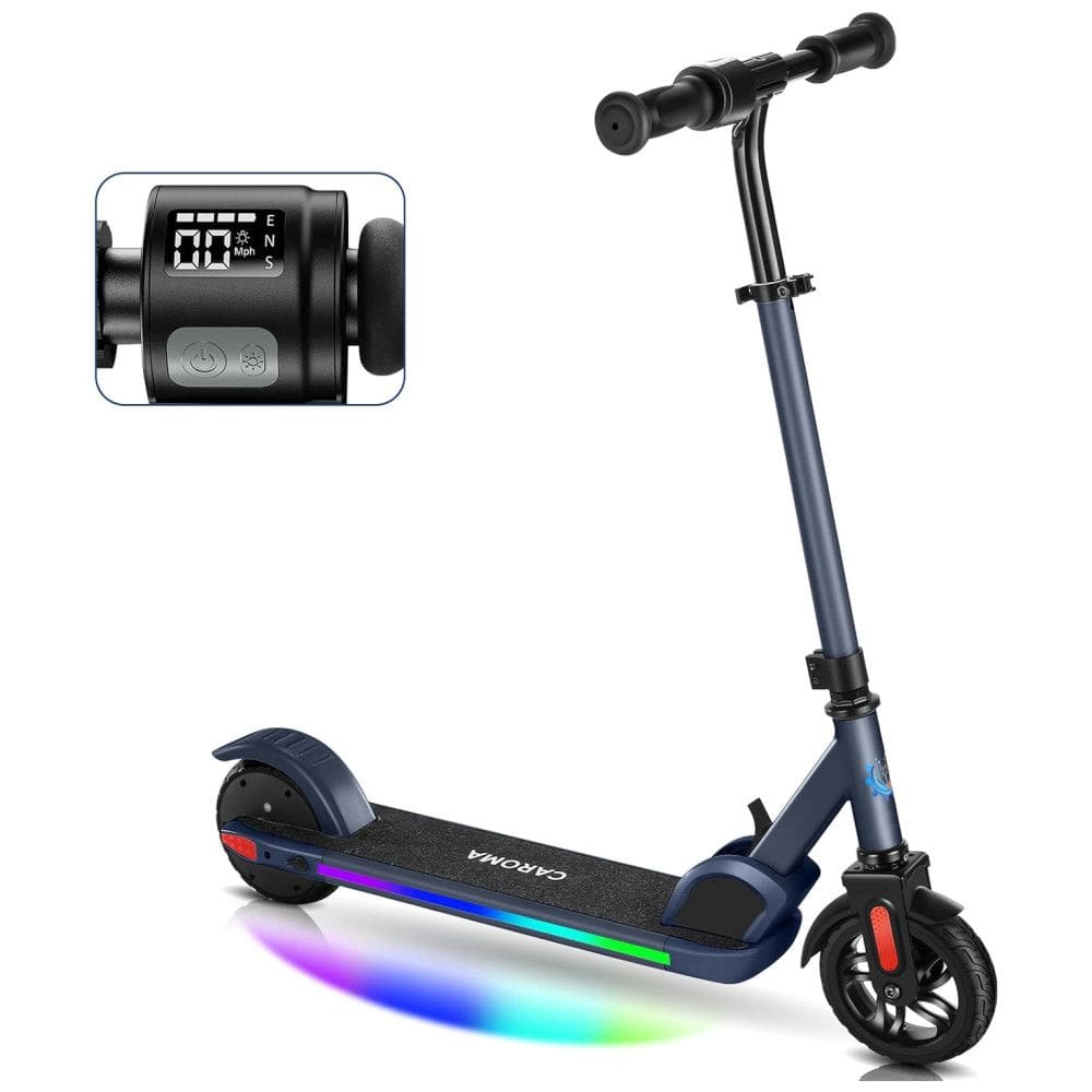 Patinete Elétrico Infantil Dobrável com Velocidade e Altura Ajustáveis, Luzes Coloridas e Display LED para Crianças de 8 a 14 Anos, 150W