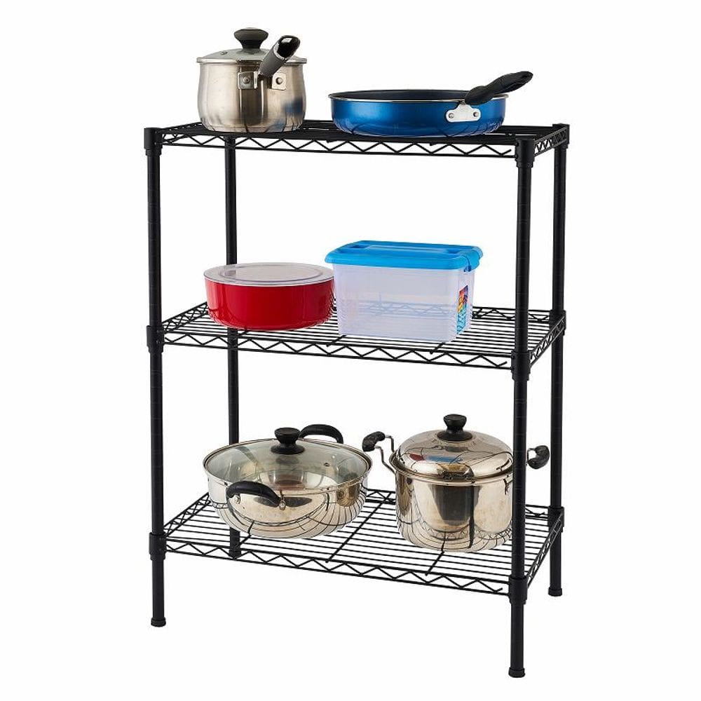 Estante Aço 3 Prateleiras Preta Aramada 90 Cm