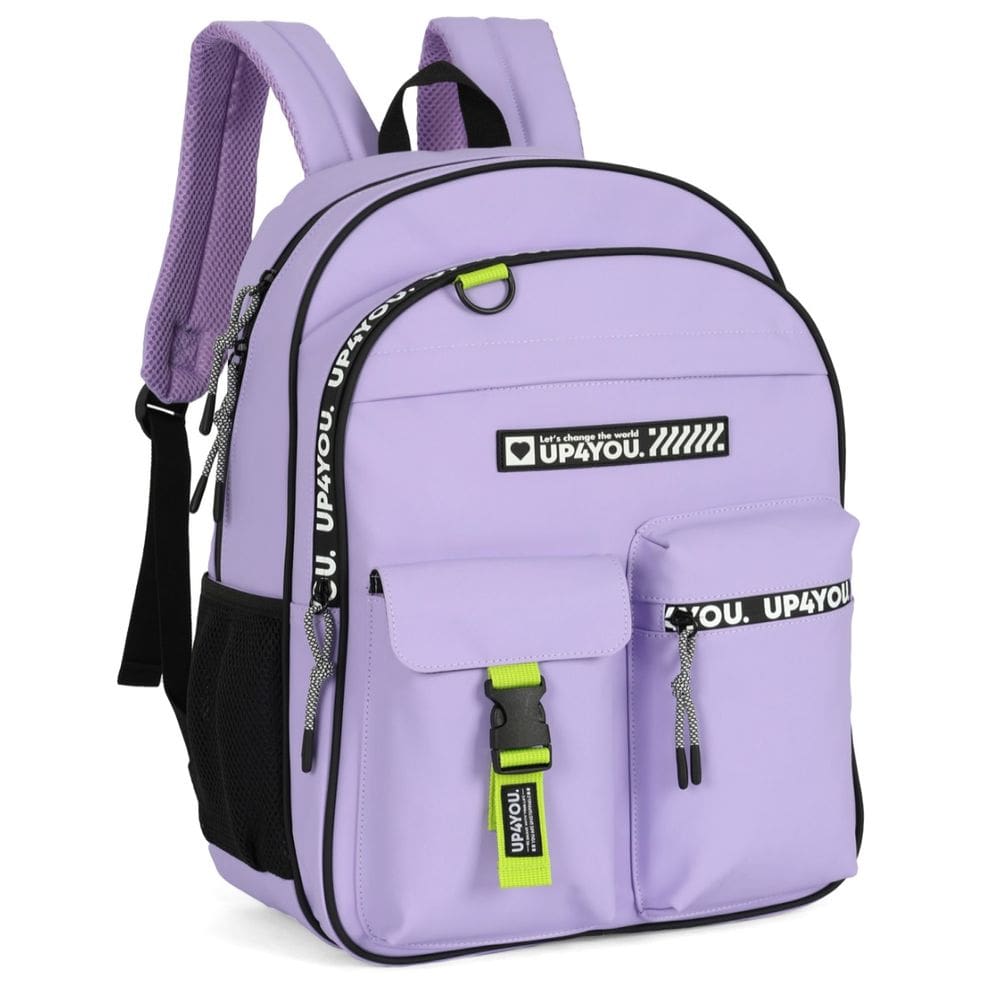 Mochila Juvenil Escolar Feminino Emborrachada Grande Roxo