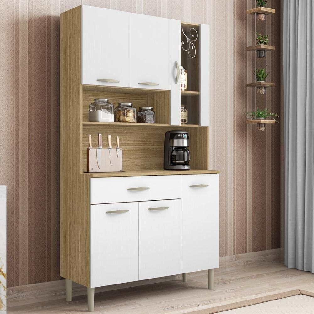 Armário De Cozinha Compacta 6 Portas 1 Gaveta Paris - Freijó-supremo