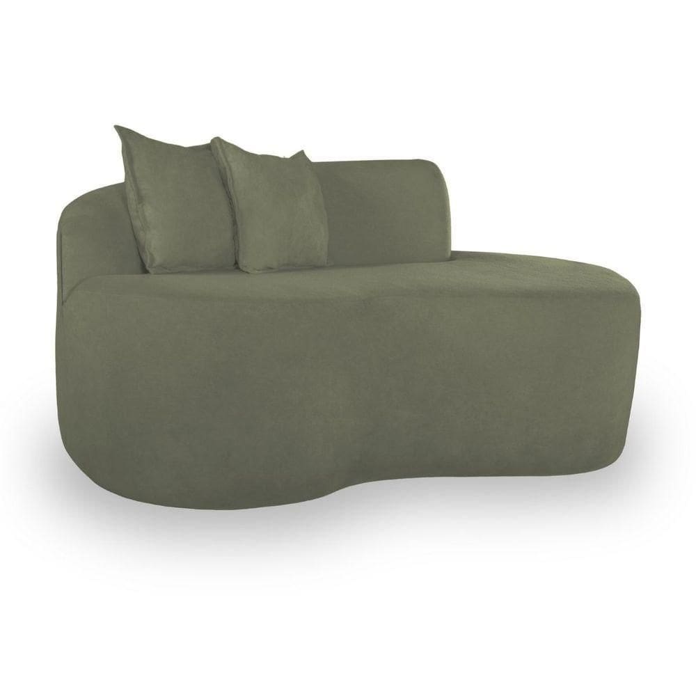 Sofá Curvado Feijão Moderno Sala 2 Lugares Bouclé Verde