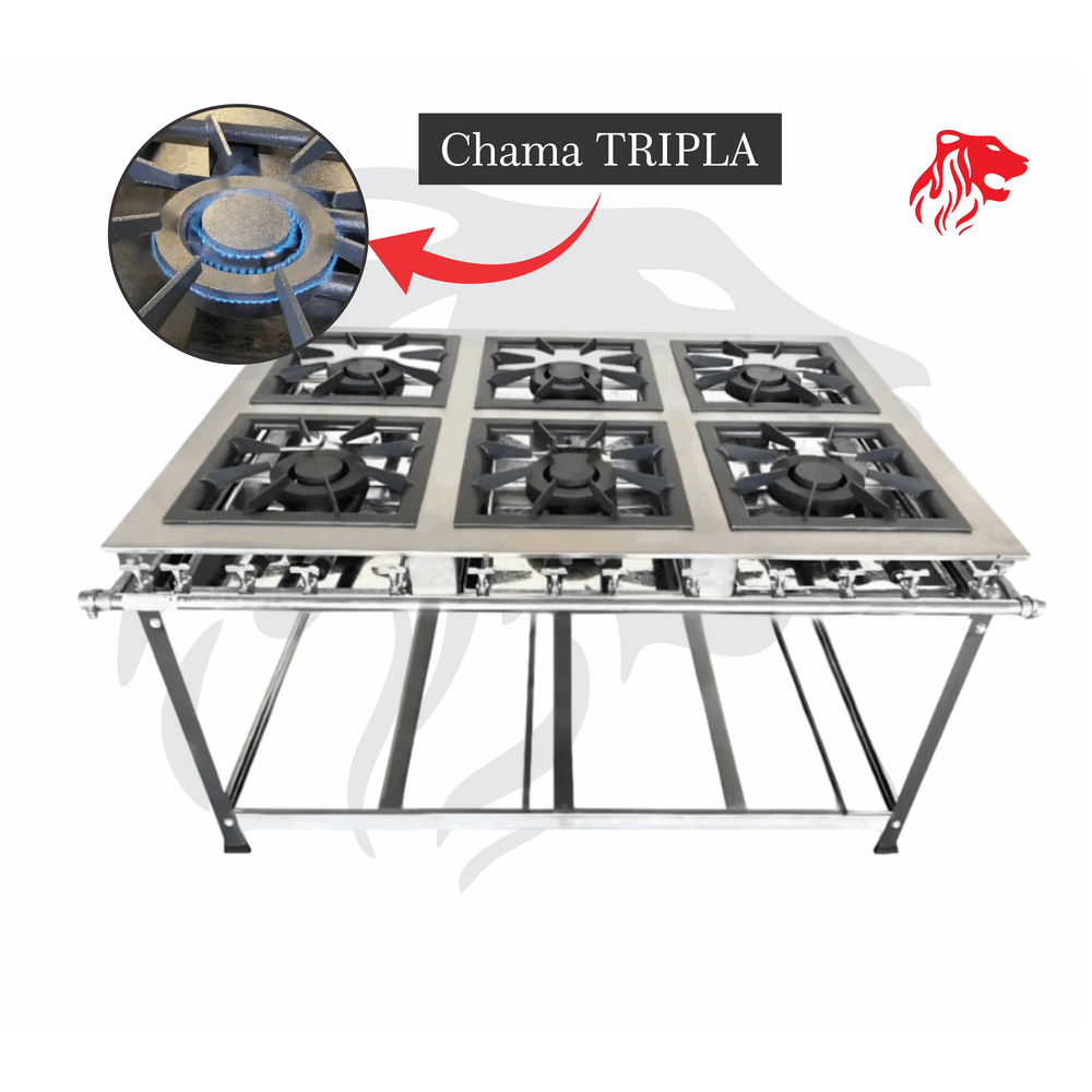 Fogão Industrial 6 Bocas Duplas 30x30 P7 em Aço Inox Leona