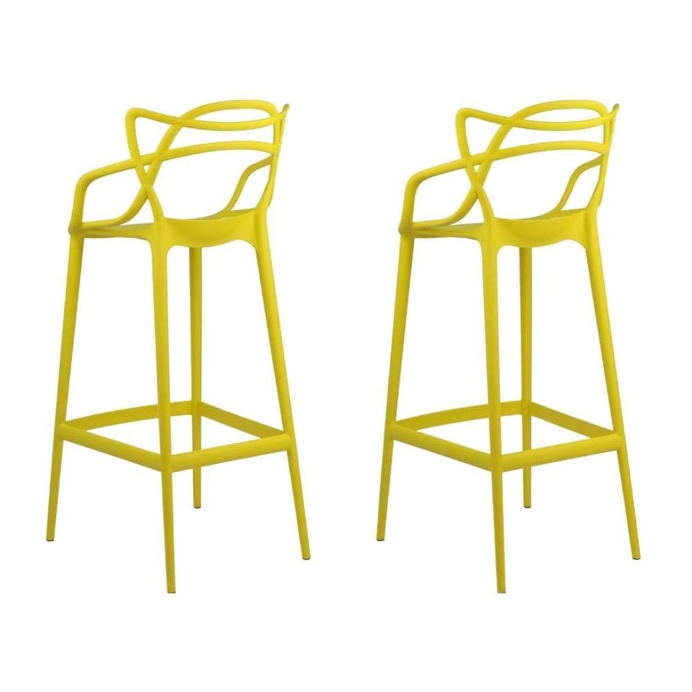 Kit 2 Banquetas Aviv Allegra Solna Fratini 109 cm (altura) Polipropileno Cor Amarelo