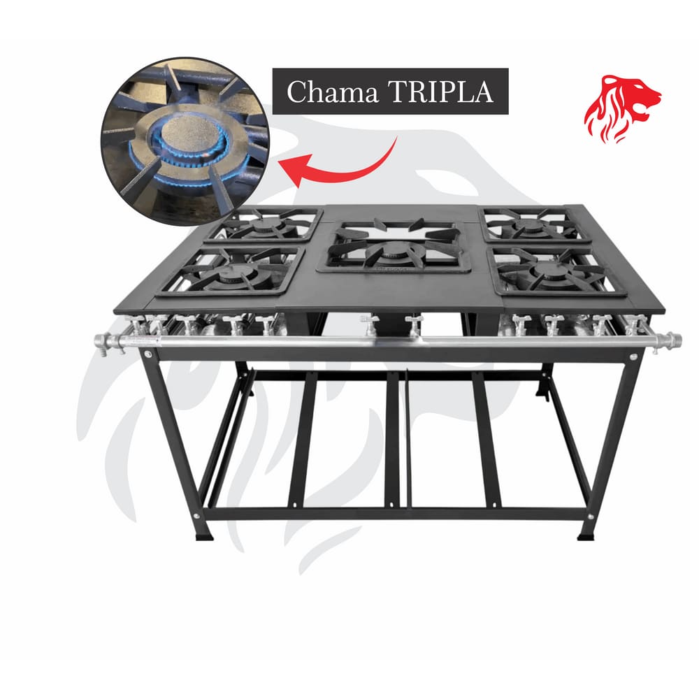 Fogão Industrial 5 Bocas Duplas 30x40 P7 Leona