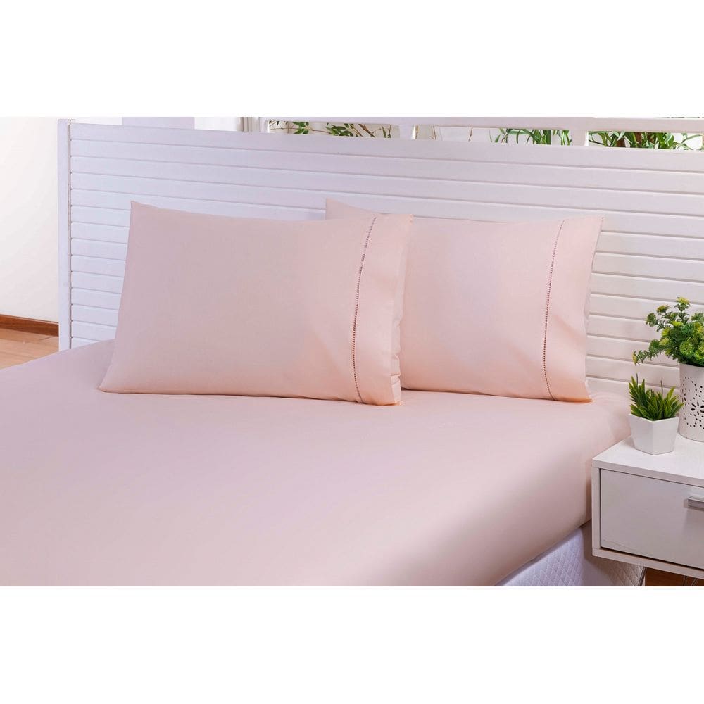 02 Fronhas King 50x90 100% Algodão 200 Fios Salmon