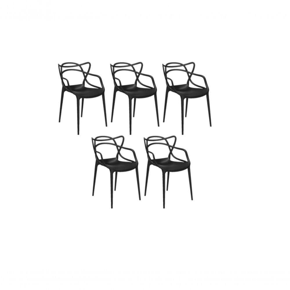 Kit Com 5 Cadeira Allegra Masters 100% Polipropileno Preta