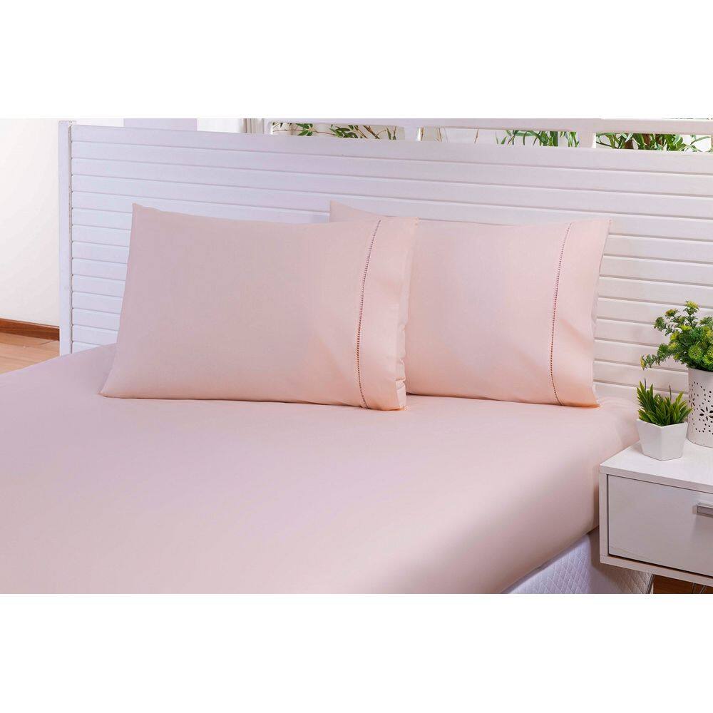 02 Fronhas King 50x90 100% Algodão 300 Fios Salmon