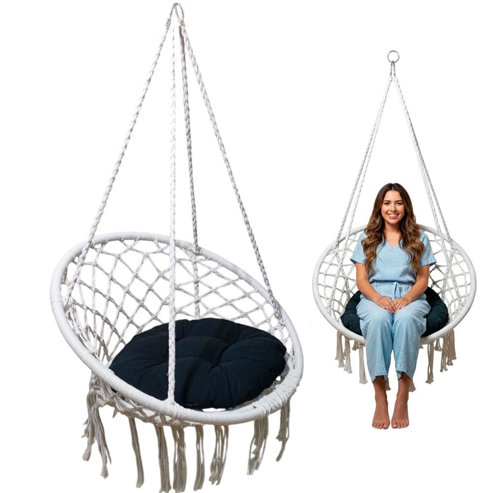 Rede Cadeira Balanço Suspensa Algodao Confortavel Casa Quintal Jardim Varanda Terraço Area Externa Lazer Confortavel