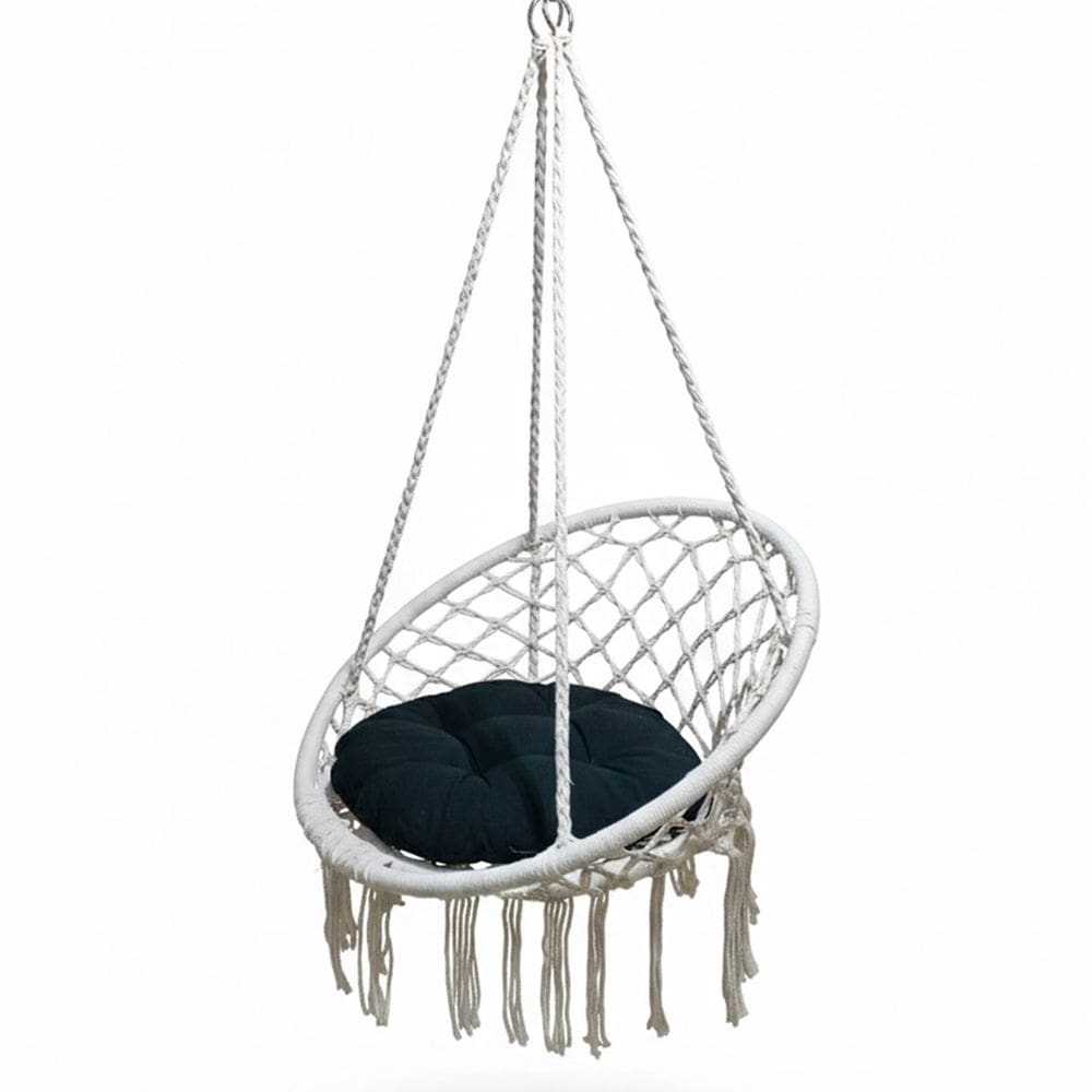 Rede Cadeira Balanço Suspensa Algodao Teto Confortavel Varanda Jardim Quintal Area Lazer Casa Terraço Sacada
