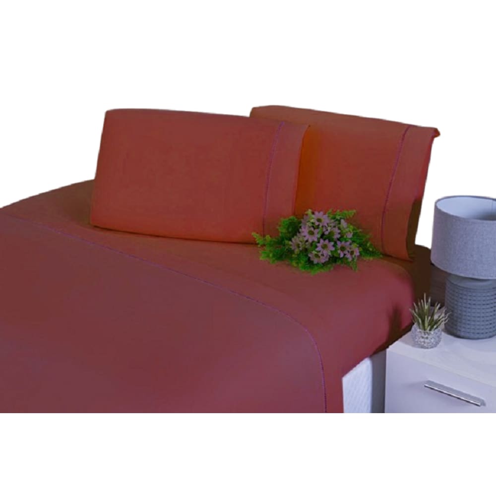 2 Fronhas King 50x70 100% Algodão 200 Fios Ponto Palito Terracota