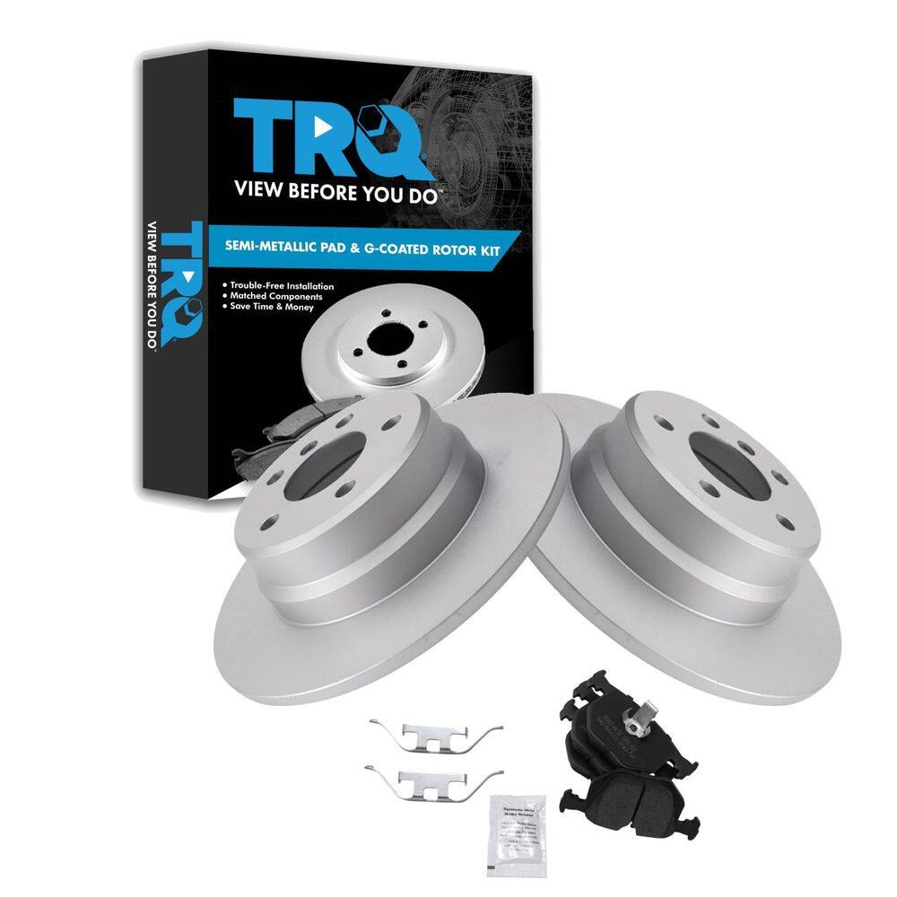 Kit de pastilhas de freio e rotor TRQ compatível com traseira BMW X5 2000-2006