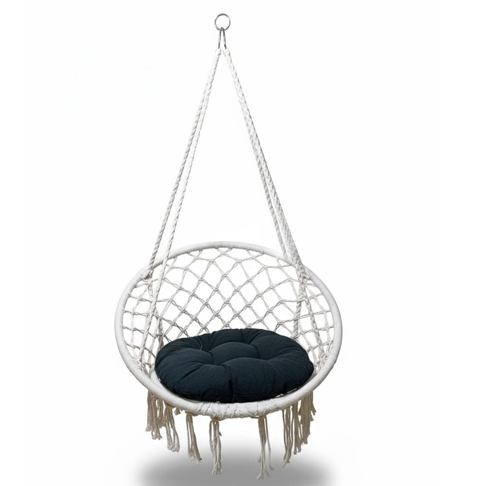 Rede Cadeira Balanço Suspensa Algodao Confortavel Teto Casa Varanda Quintal Jardim Varanda Area Lazer Sacada Terraço