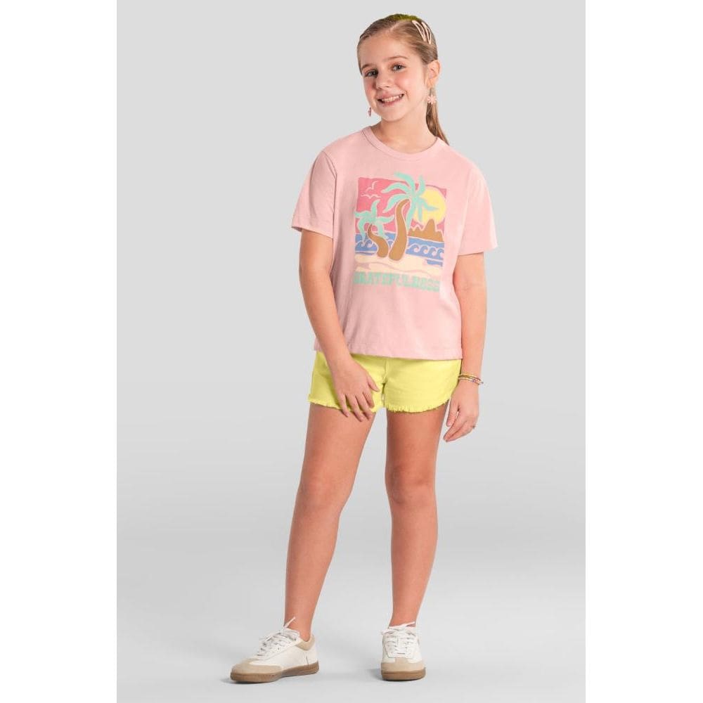 Blusa infantil menina com estampa tropical Brandili