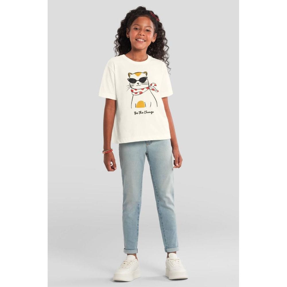 Blusa infantil menina com estampa de gatinho Brandili