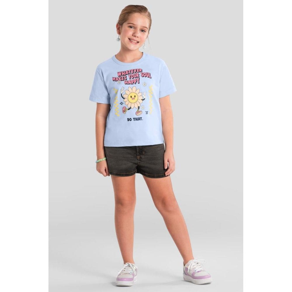 Blusa infantil menina com estampa de flor Brandili
