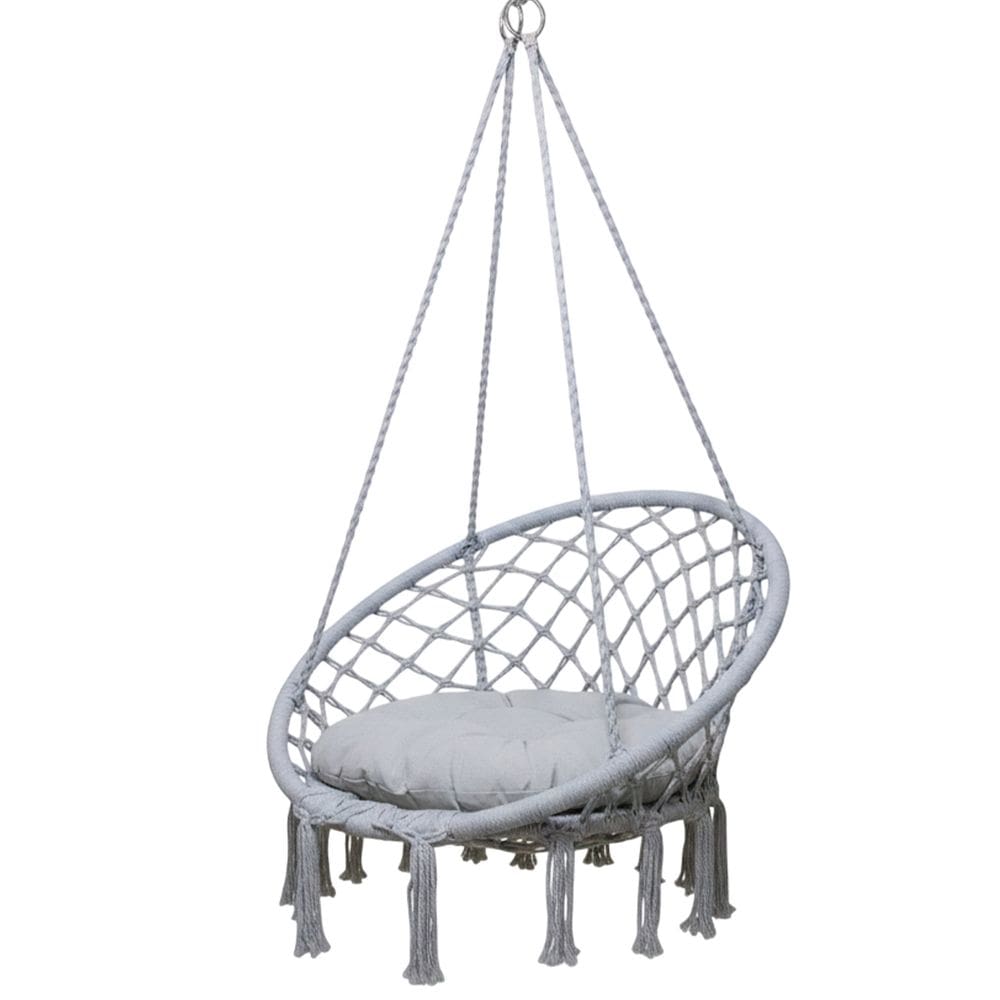 Rede Cadeira Balanço Suspensa Algodao Teto Casa Varanda Quintal Jardim Deck Area Lazer Confortavel Resistente