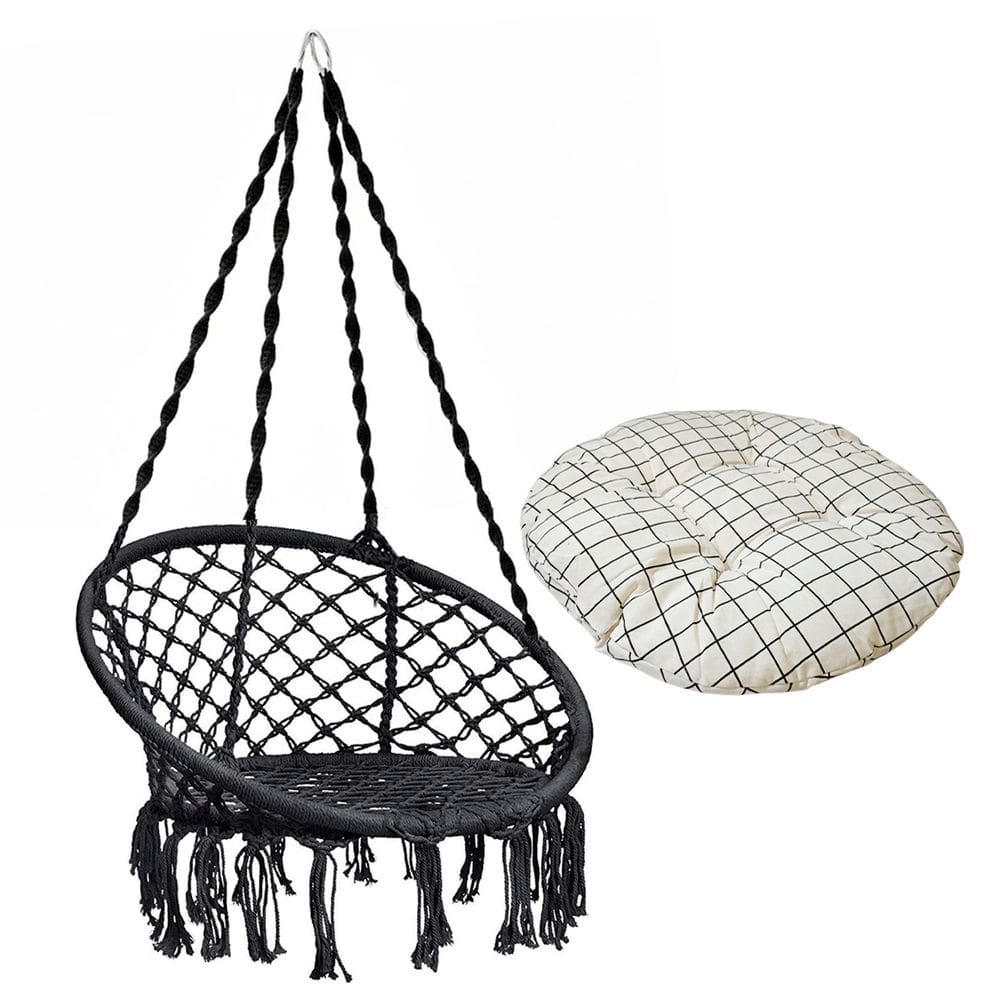 Rede Cadeira Balanço Almofada Algodao Suspensa Confortavel Teto Casa Varanda Quintal  Jardim Sacada Decoraçao