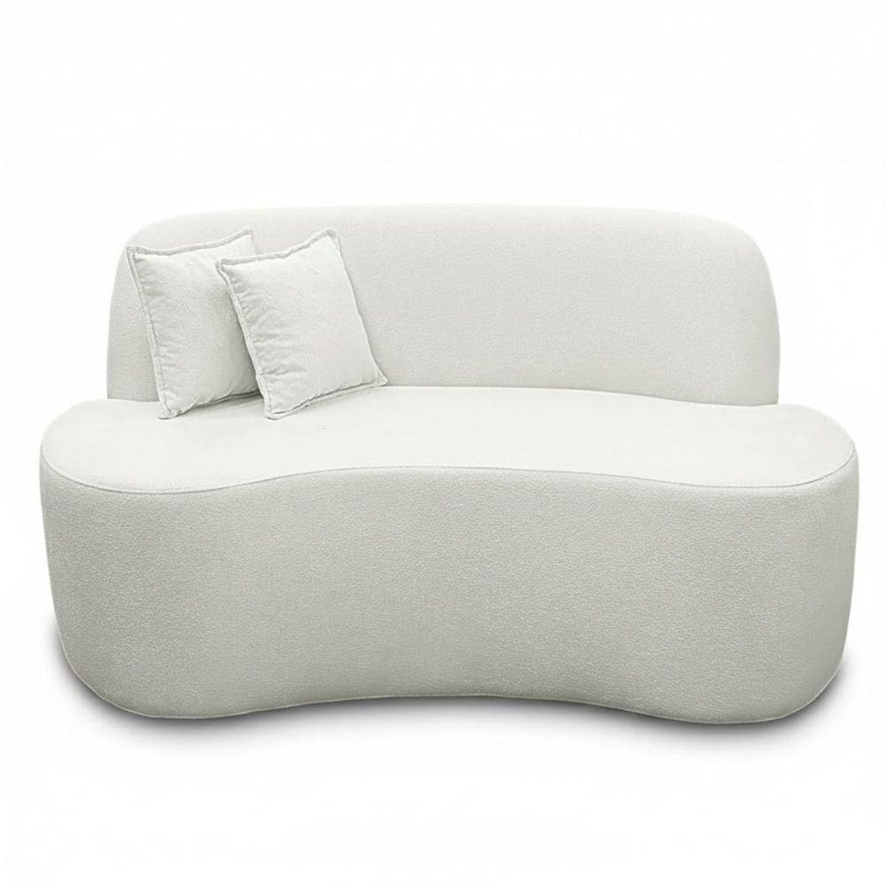 Sofá Ondulado Orgânico Pequeno 2 Lugares Sala Bouclé Bouclé Branco