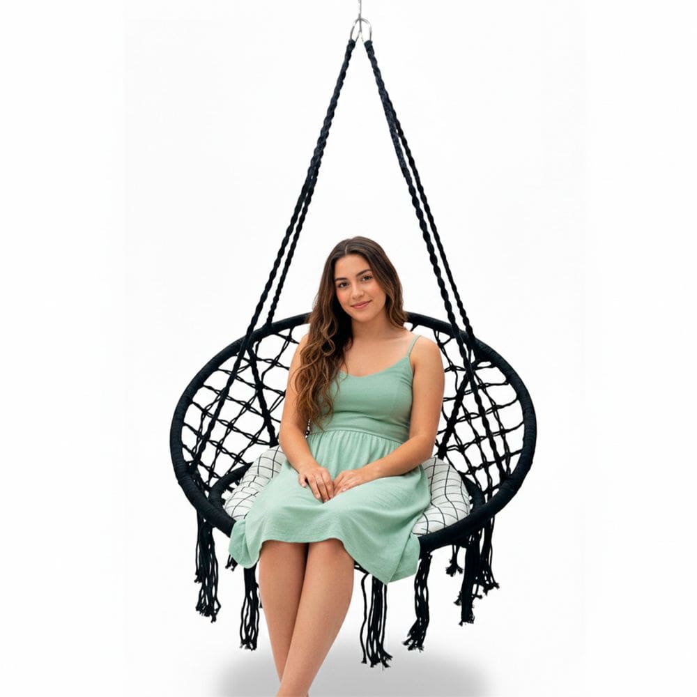 Rede Cadeira Balanço Almofada Confortavel Suspensa Teto Casa Quintal Jardim Varanda Decoraçao Sacada Area Lazer