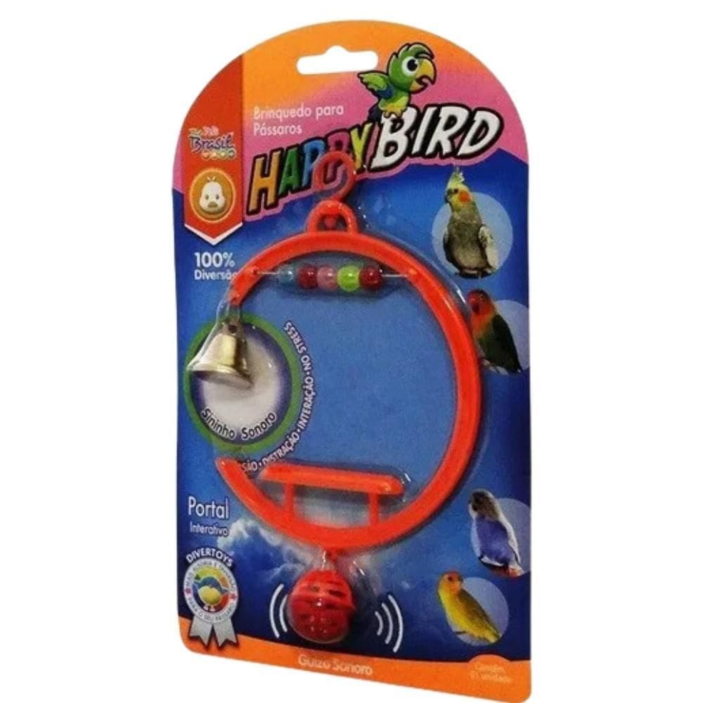 Brinquedo Interativo Para Pássaros Portal Com Poleiro E Sino