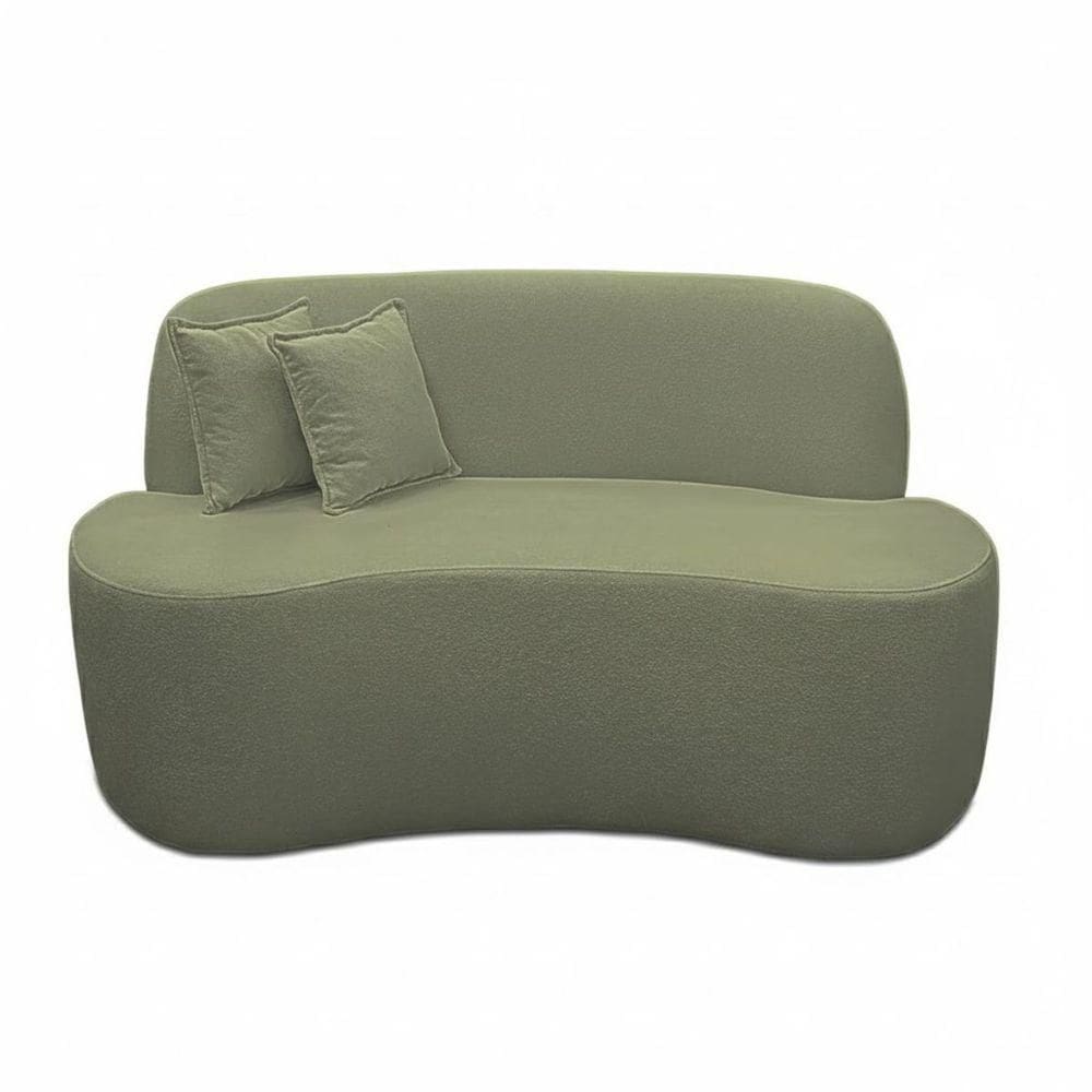 Sofá Ondulado Orgânico Pequeno 2 Lugares Sala Bouclé Bouclé Verde