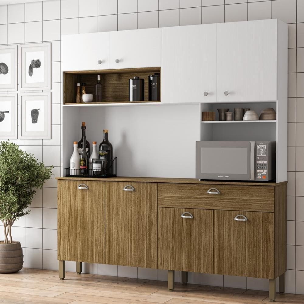 Armario De Cozinha Compacta 8 Portas 1 Gaveta Sydney - Freijó/supremo