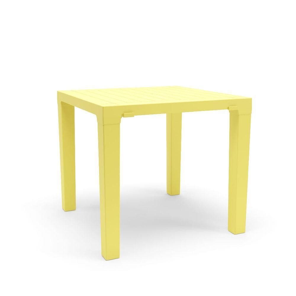 Mesa Niala Quadrada Amarelo Primavera 80cm Em Polipropileno Plaxmetal
