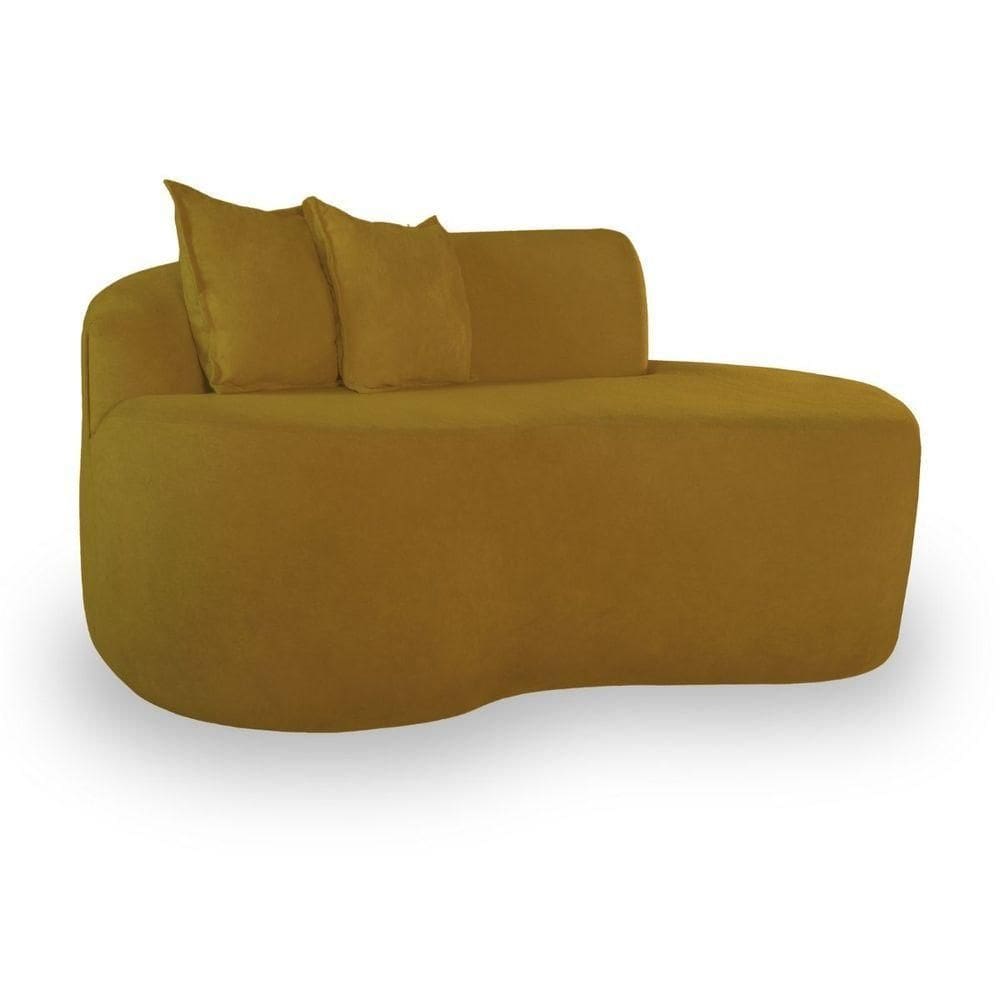 Sofá Orgânico Sala E Recepção Bouclé mostarda