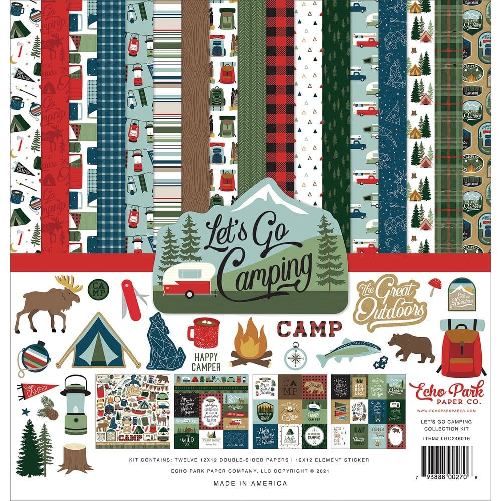 Kit de coleção de scrapbooking Echo Park Paper Let`s Go Camping