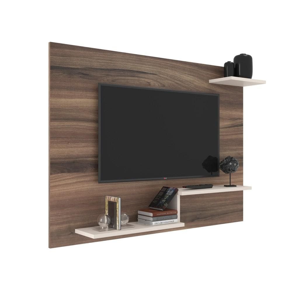 Painel para TV até 43 Polegadas 3 Prateleiras Denver 110cm Nogueira/Off White - J Carvalho