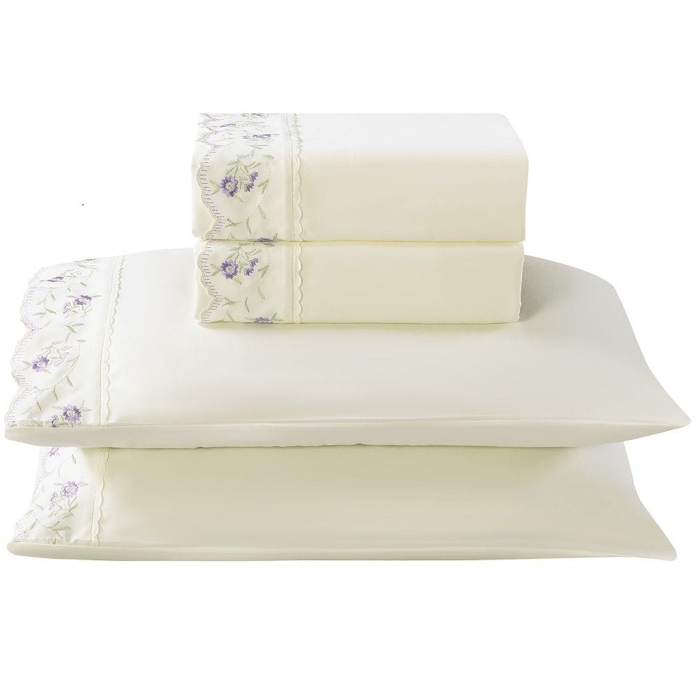 Jogo Lençol Queen Floral Bordado 4pç 100% Poliéster - Lav