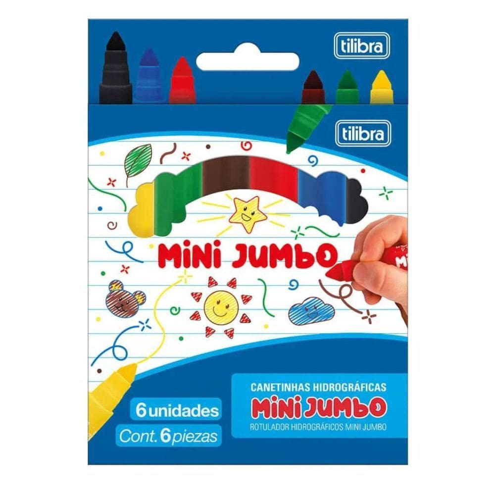 Canetinha Hidrográfica Mini Jumbo 6 Cores Tilibra