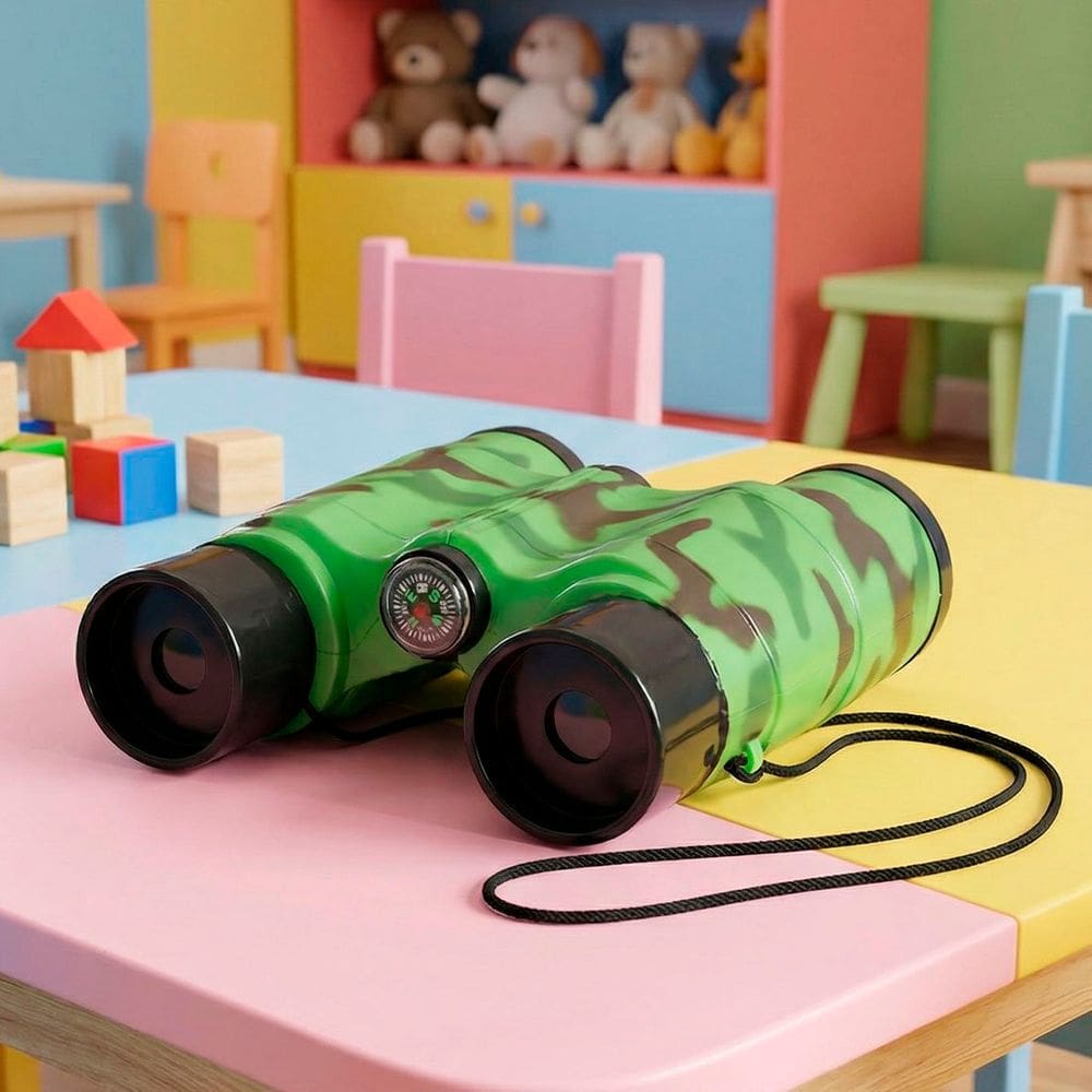Brinquedo Binóculo Cordão Bússola Infantil Camuflado Militar
