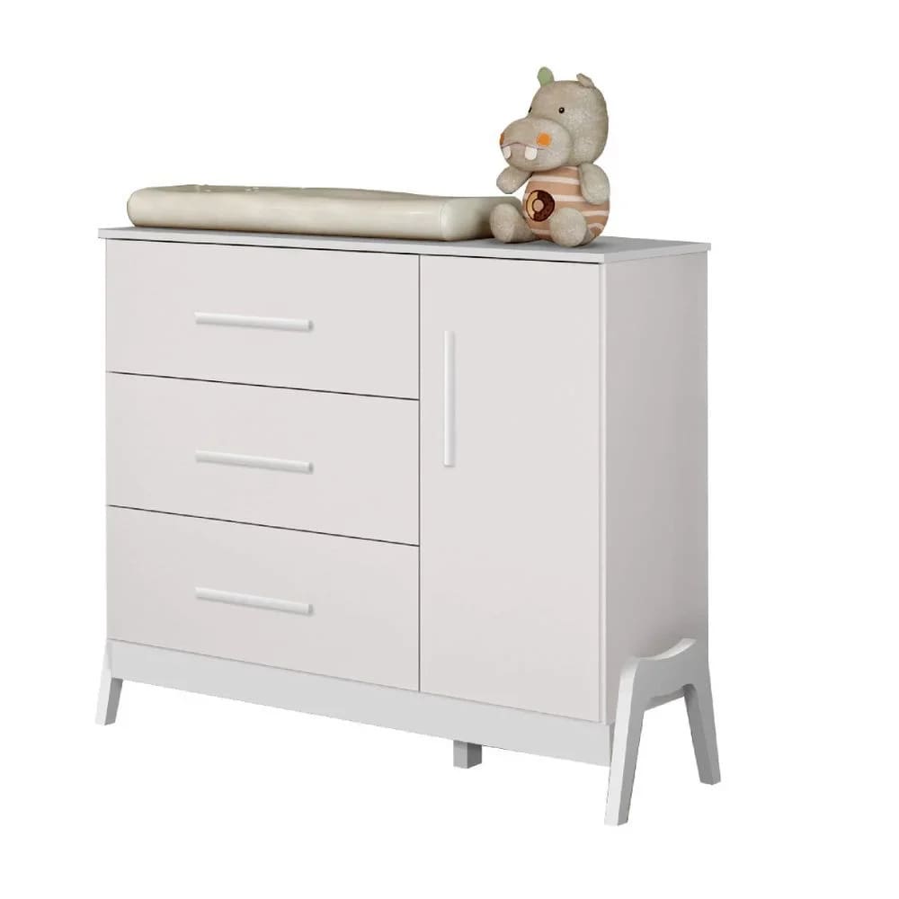 Cômoda Infantil Bebe Guti Retro Peroba  Cor Branco  100% MDF