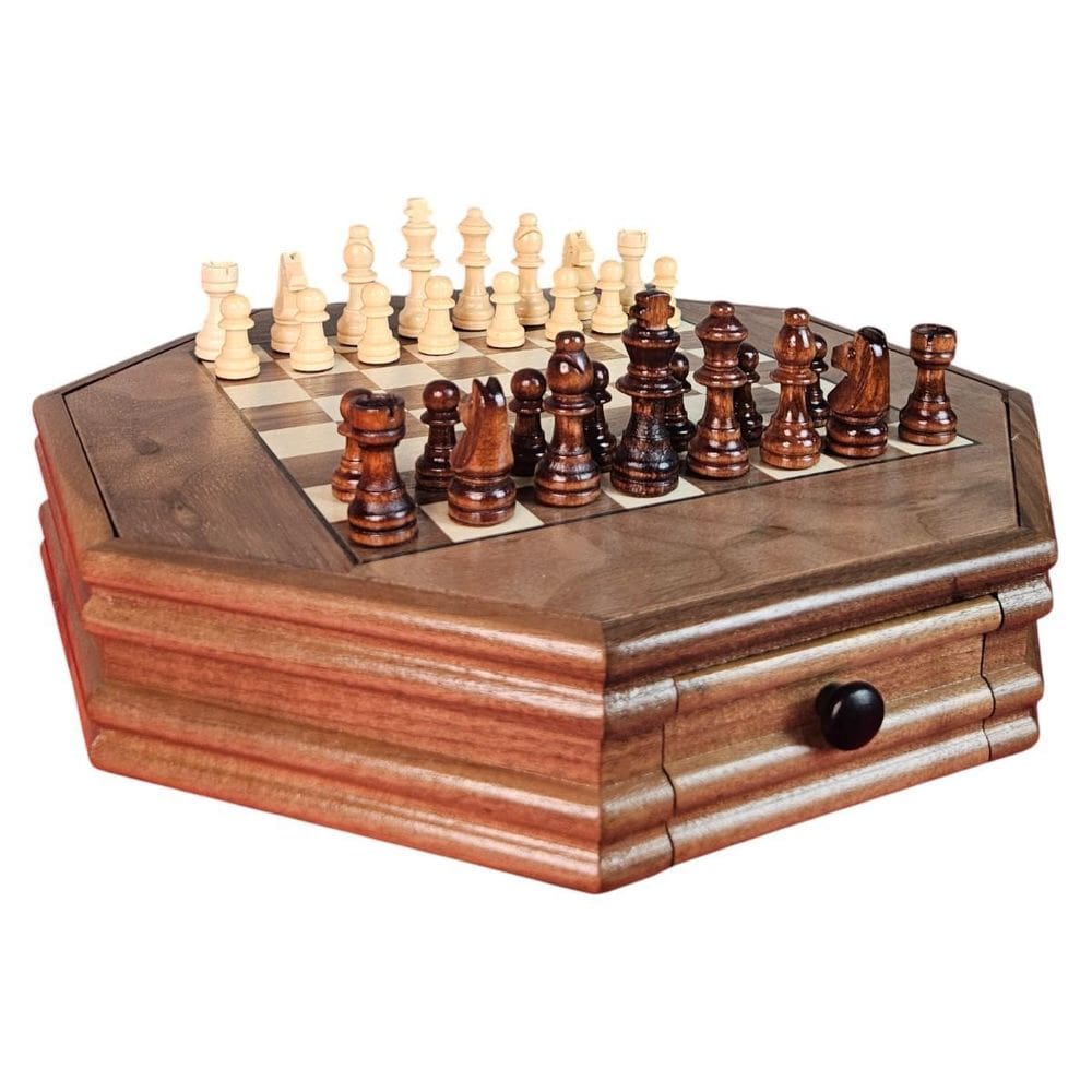 Xadrez Multilateral De Madeira Com Peças Magnéticas E Gaveta